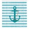 Ambesonne Teal Shower Curtain, Ship Anchor Chain Marine Life Inspired with Lines Background Ocean Sailing, Cloth Fabric Bathroom Decor Set with Hooks, 69" W x 70" L, Turquoise White